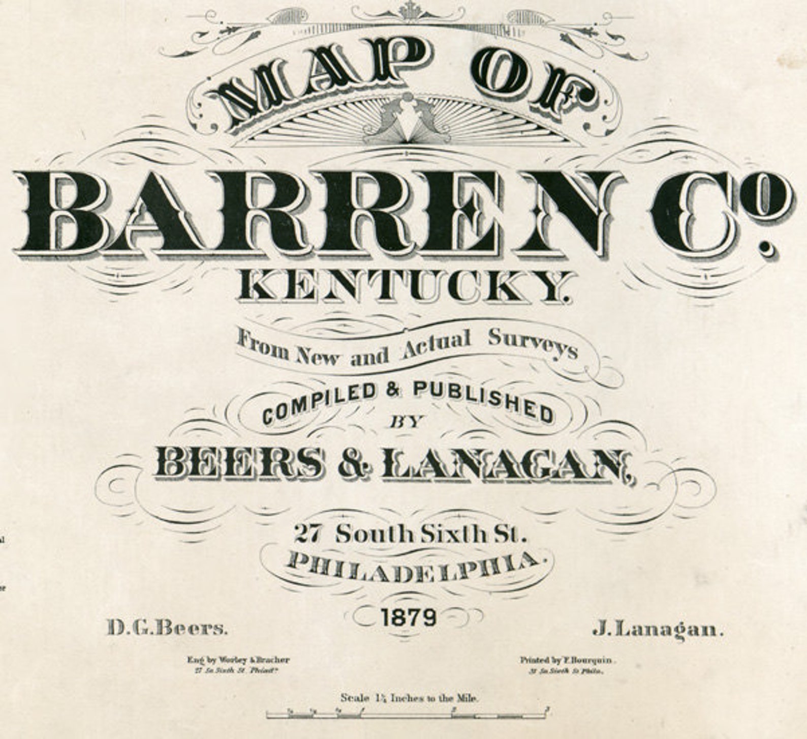 1879 Map of Barren County Kentucky Glasgow Etsy