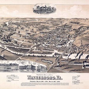 1891 Panoramakarte von Waynesboro, Virginia