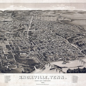 1886 Panorama-Karte von Knoxville, Tennessee