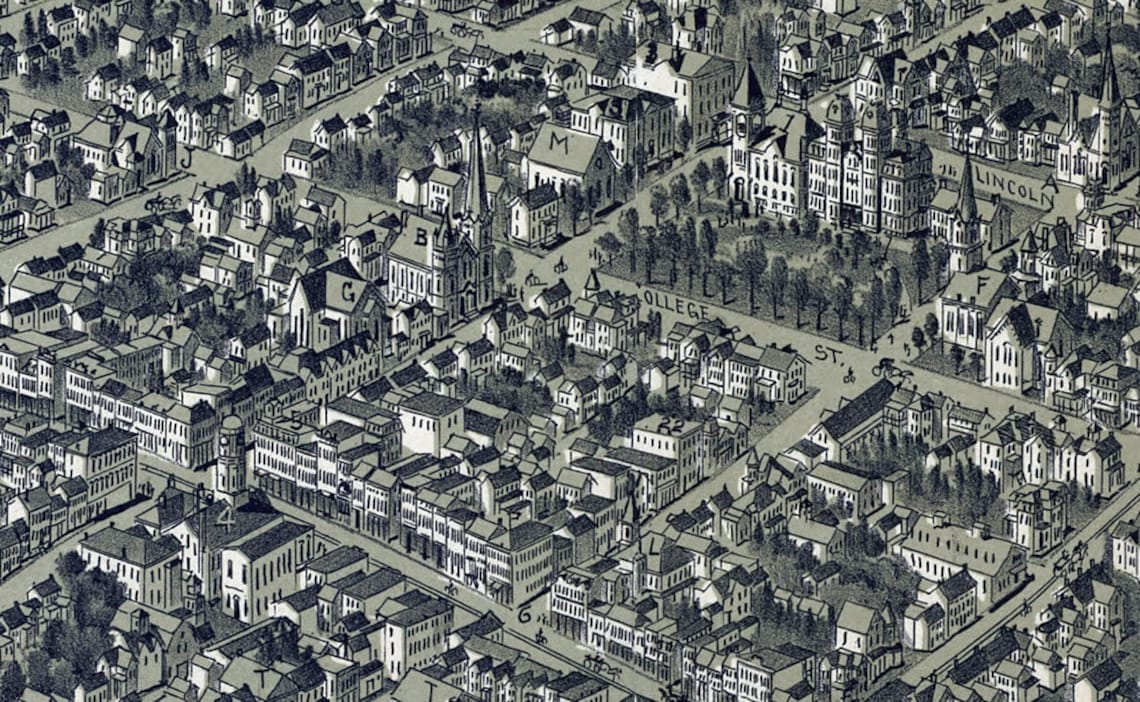 1897 Aerial Map of Washington Pennsylvania CANVAS Print Etsy