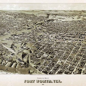 1891 Panorama-Karte von Fort Worth Texas