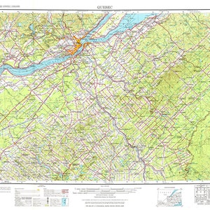 1962 Top Map of Quebec Quadrangle Quebec Canada
