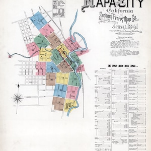 1891 Town Map of Napa California
