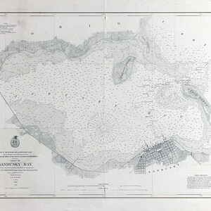 1892 Mappa nautica della Baia di Sandusky Lago Erie Ohio