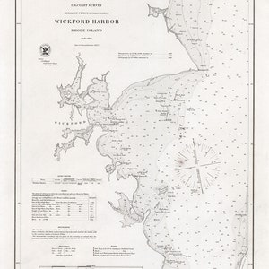 Carta náutica de 1868 del puerto de Wickford, Rhode Island