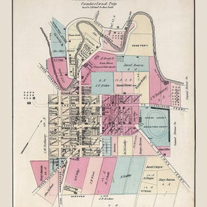 1876 Map of Carmichaels Greene County Pennsylvania