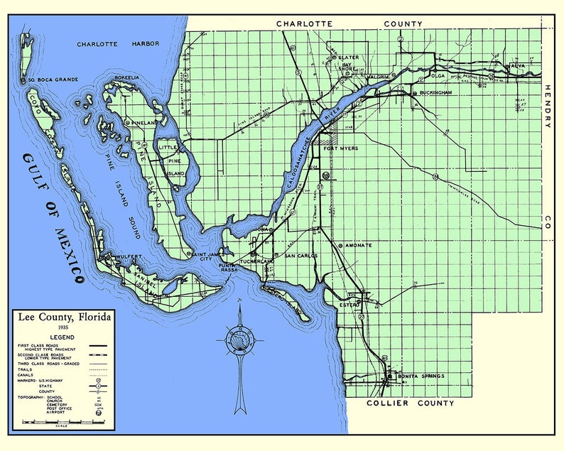 1935 Map of Lee County Florida - Il 794xN.4263579923 305s