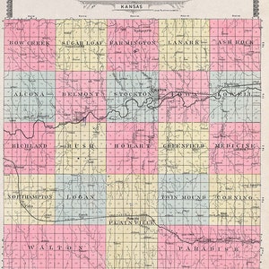1904 Carte du comté de Rooks, Kansas, Stockton Plainville