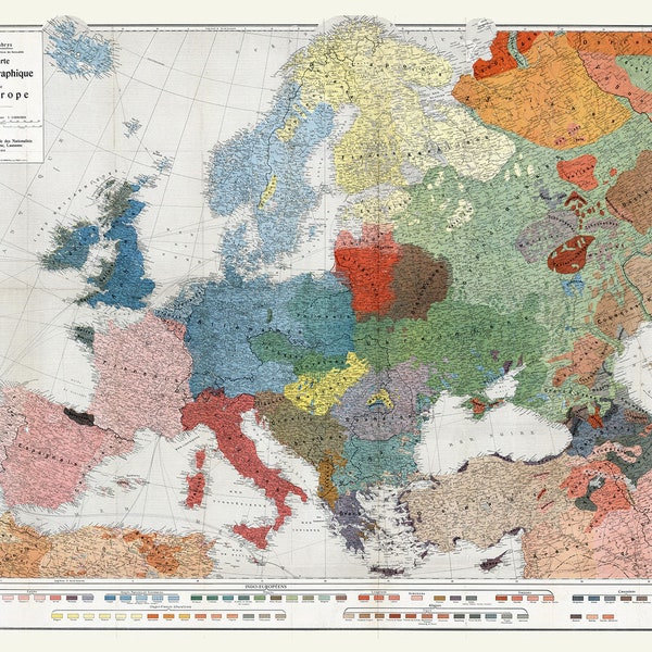 1918 Map of Europe Ethnicity