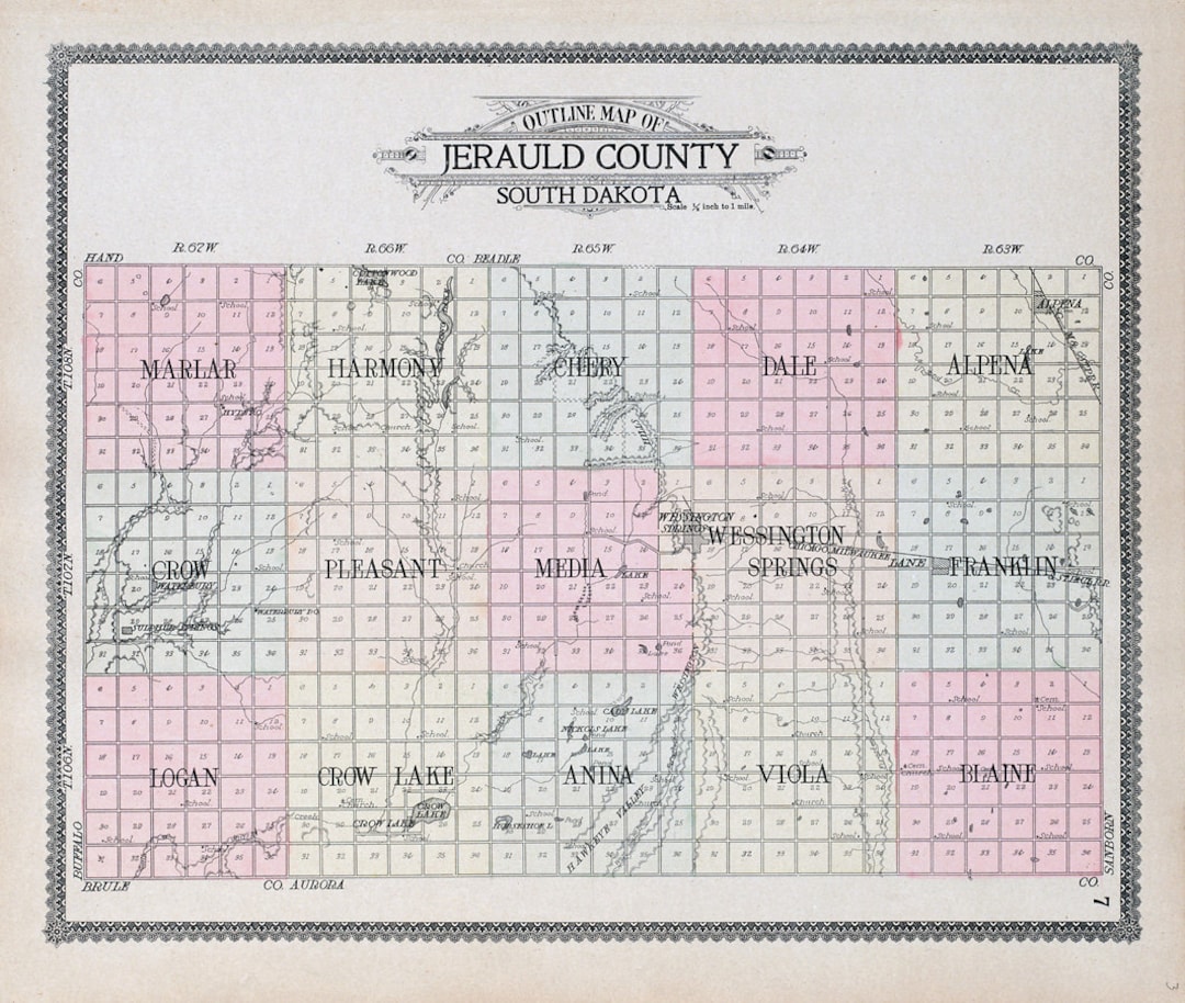 1909 Map of Jerauld County South Dakota Etsy