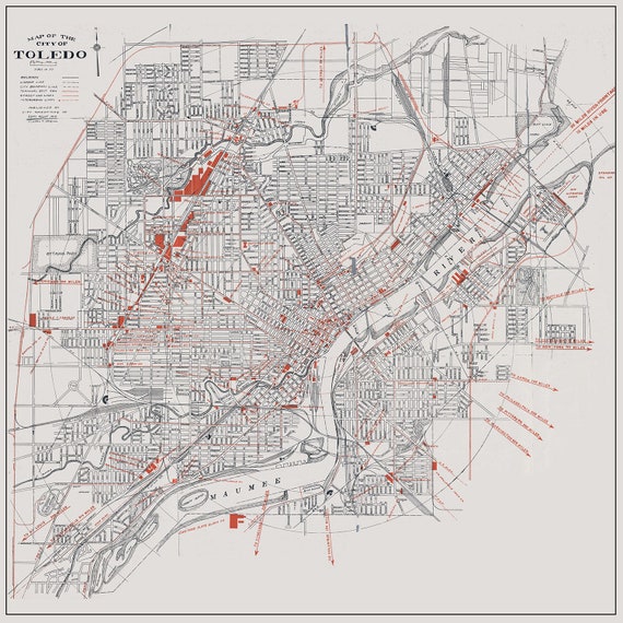 1919 Map of Toledo Ohio Etsy