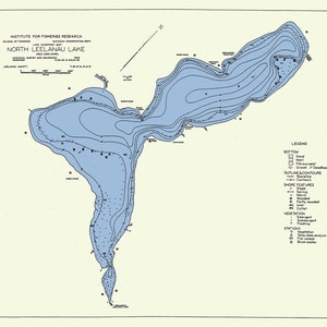 1949 Map of North Leelanau Lake Leelanau County Michigan