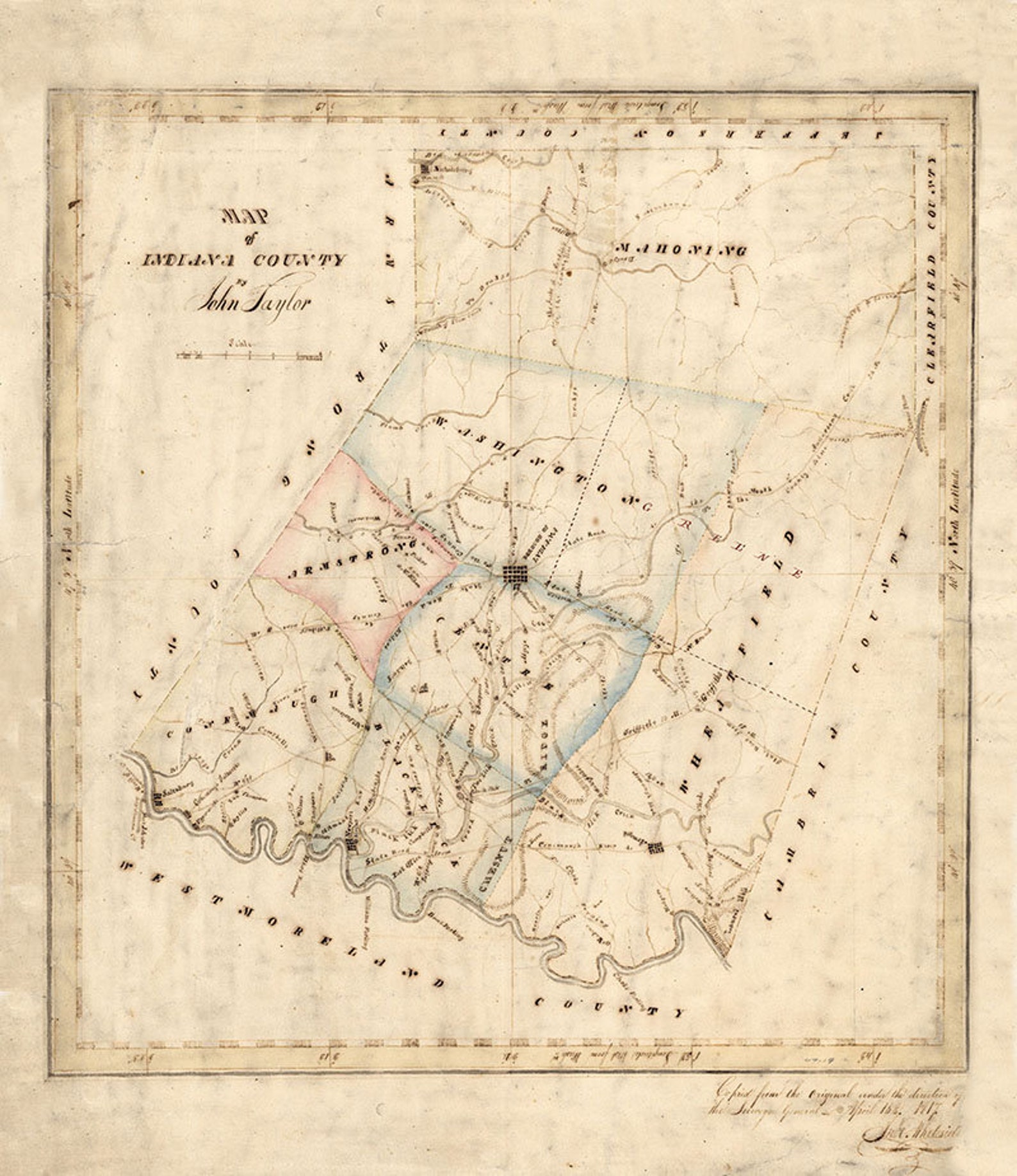 1817 Map of Indiana County Pennsylvania Etsy