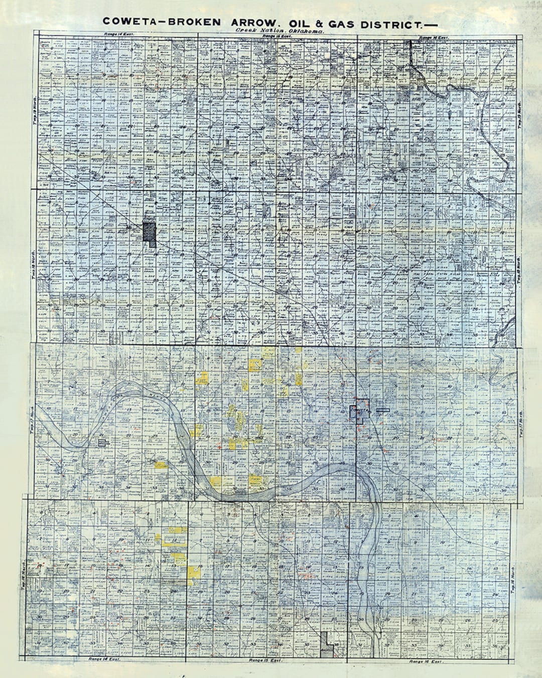 1913 Map of Coweta Broken Arrow Oil and Gas District Creek Nation