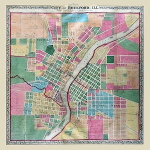 1871 Map of Rockford Winnebago County Illinois - Etsy