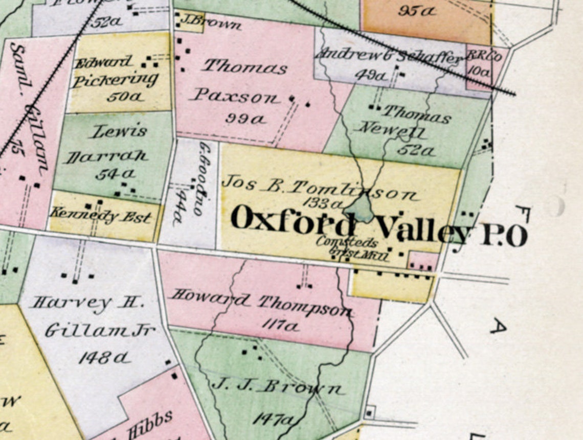1891 Map of Middletown Township Bucks County Pennsylvania Etsy Singapore
