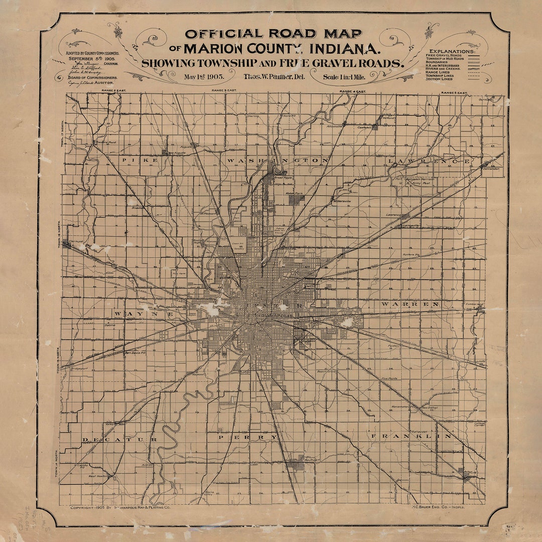1905 Map of Marion County Indiana - Etsy