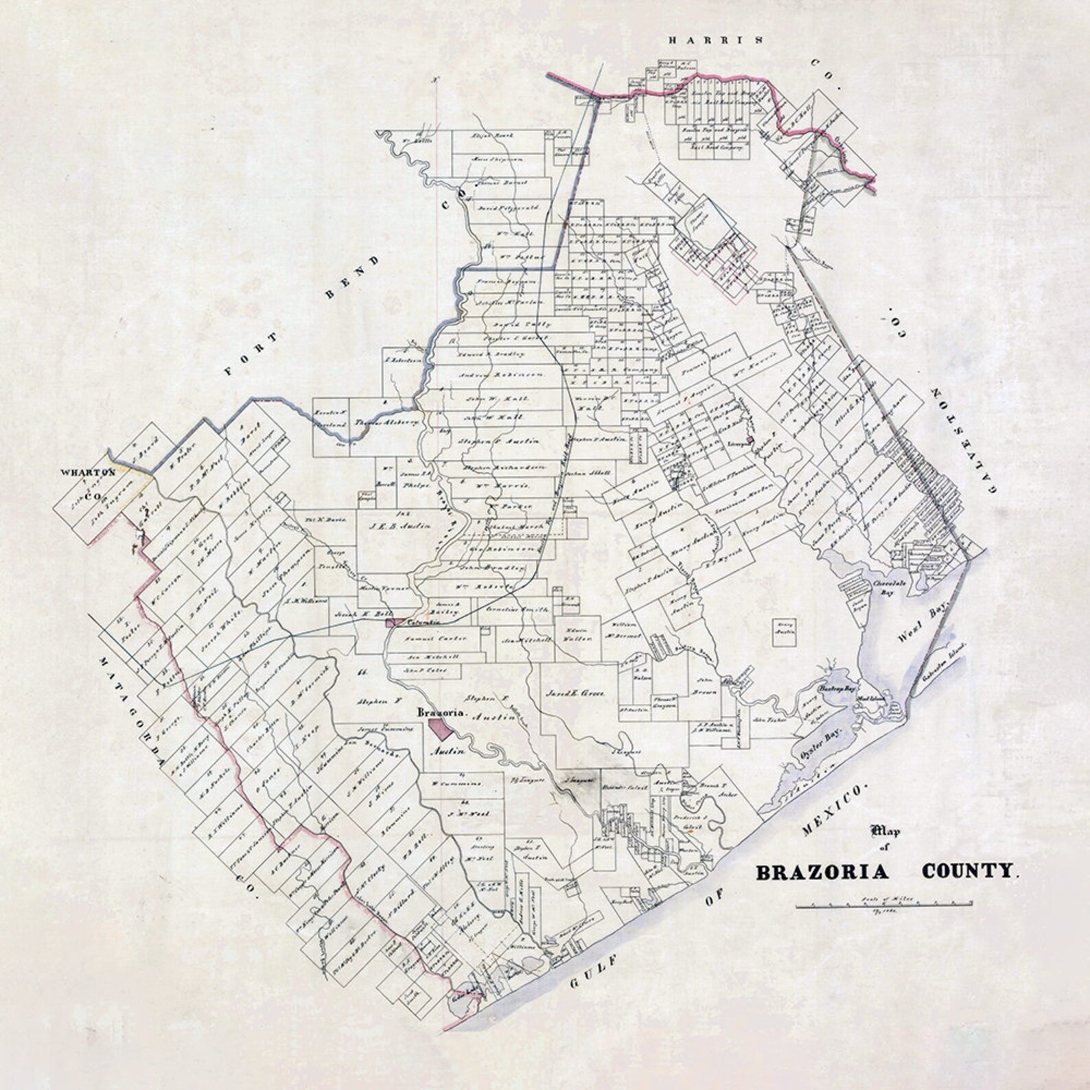 1864 Map of Brazoria County Texas Etsy UK