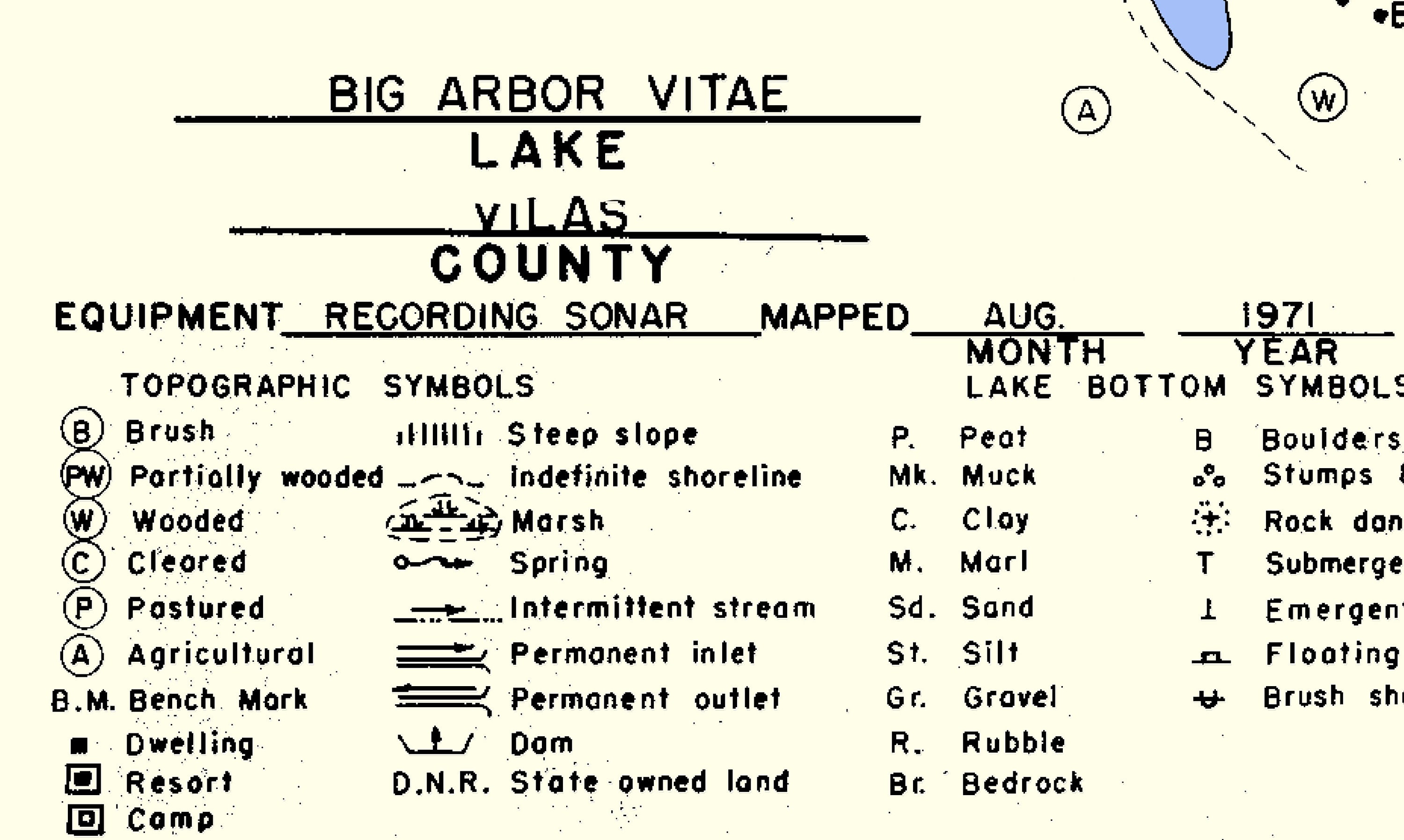 1971 Map of Big Arbor Vitae Lake Vilas County Wisconsin Etsy Canada