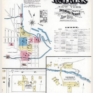 1891 Map of Watkins Glen Schuyler County New York