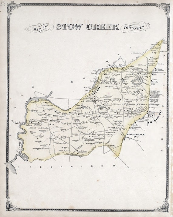 1876 Map of Stow Creek Township Cumberland County New Jersey Etsy UK