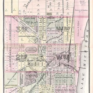 1885-Karte von Waukegan Lake County, Illinois