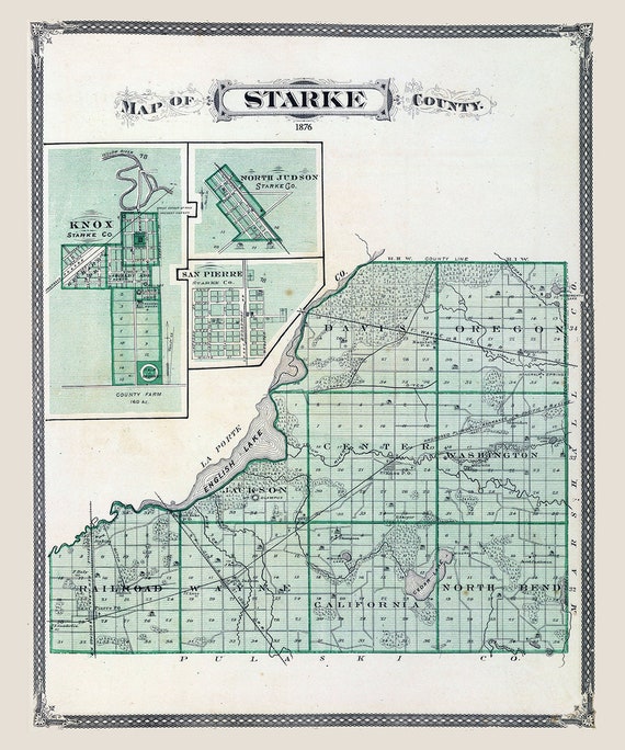 1876 Map of Starke County Indiana Etsy