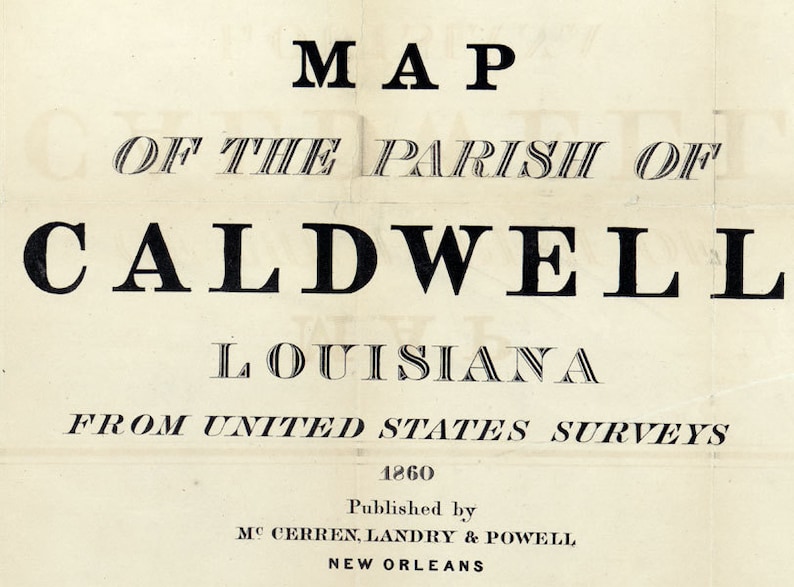 1860 Map of Caldwell Parish county Louisiana Columbia Etsy