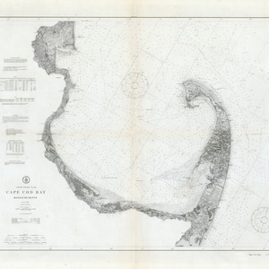 Carte marine de 1910, carte de la baie de Cape Cod, dans le Massachusetts