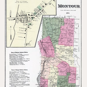 1874 Map of Montour Schuyler County New York