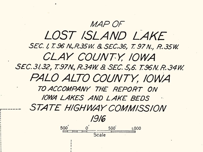 1916 Map of Lost Island Lake Clay County and Palo Alto County Etsy