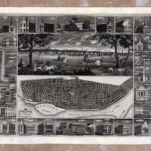 1848 Panoramakarte von St. Louis, Missouri
