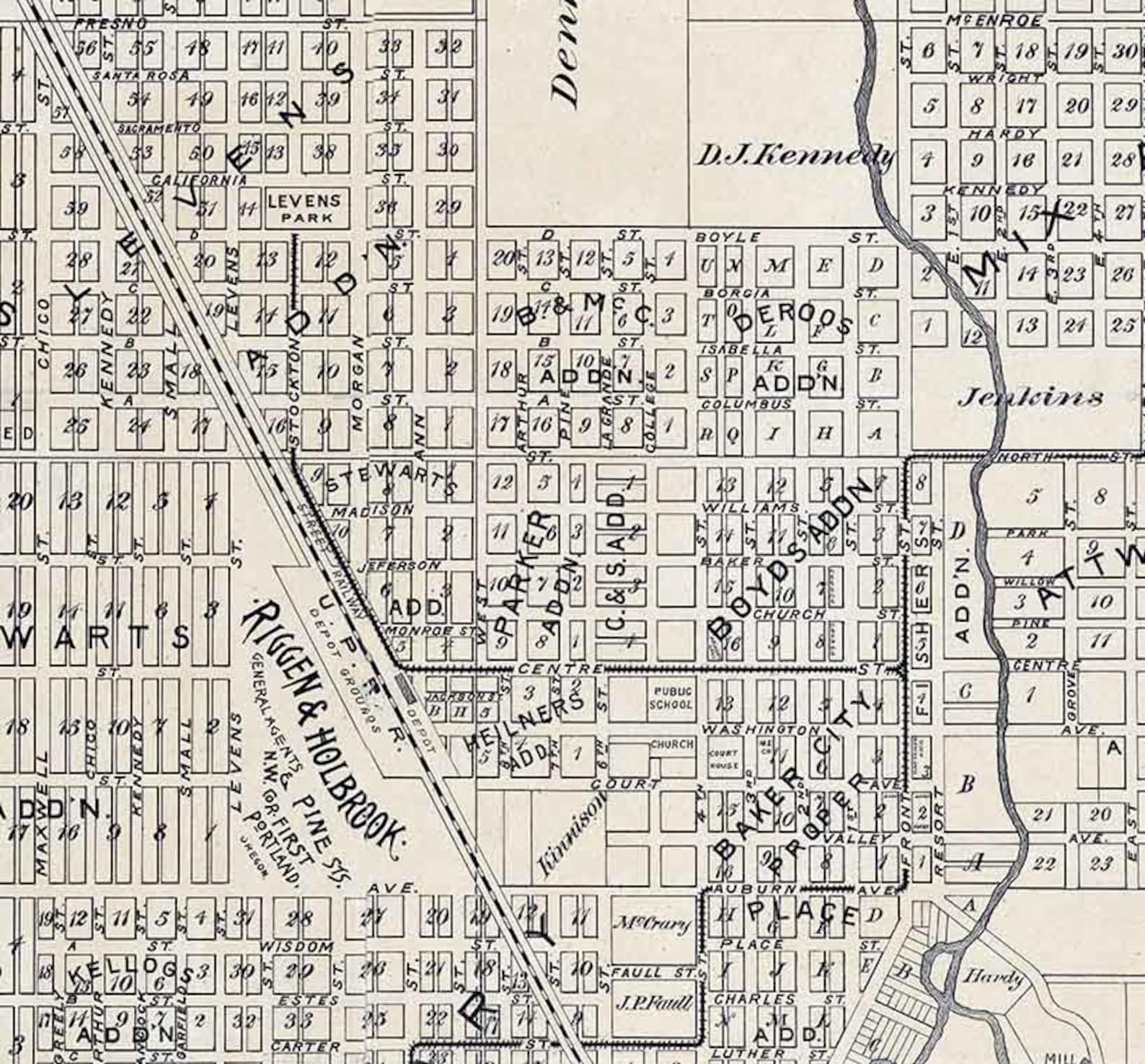 1890 Map of Baker City Oregon Etsy