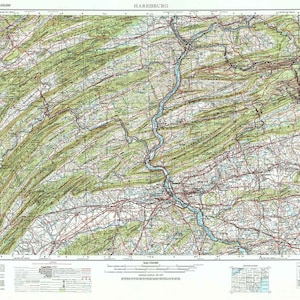 Carte topographique de Harrisburg, Pennsylvanie, 1957