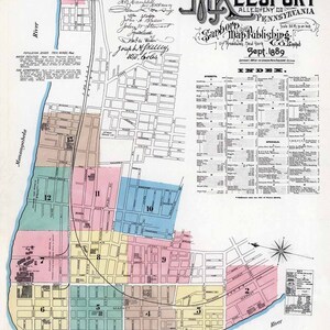 1889 Plan de la ville de McKeesport Allegheny County en Pennsylvanie
