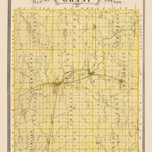 1876 Map of Grant County Indiana