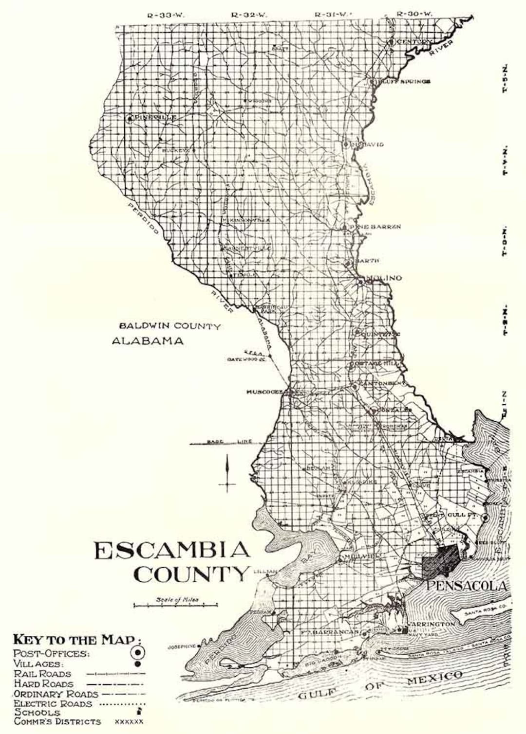 1914 Map of Escambia County Florida - Il 1080xN.1726702911 Oyuo