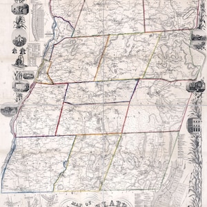 1854- Landkarte von Rensselaer County NY nach aktuellen Vermessungen Troja