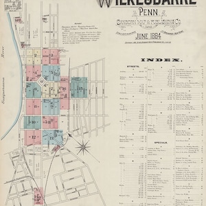 1884 Map of Wilkes-Barre Pennsylvania
