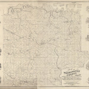 1860 Farm Line, carte du comté de Washington, Indiana