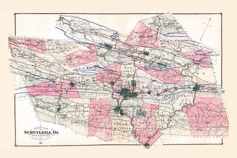 1875 Map of Schuylkill County Pennsylvania image 1