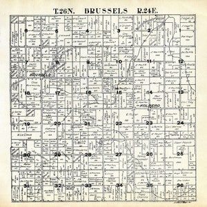 1917 Carte du canton de Bruxelles Door, comté du Wisconsin