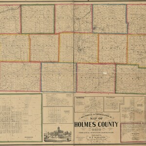 1861 Farm Line Map du comté de Holmes, Ohio, Millersburg