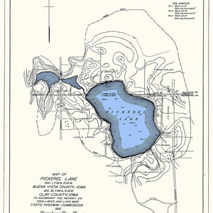 1915 Map of Pickerel Lake Clay County Iowa