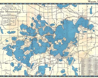 1960 Map of Lake Minnetonka Wayzata Minnesota