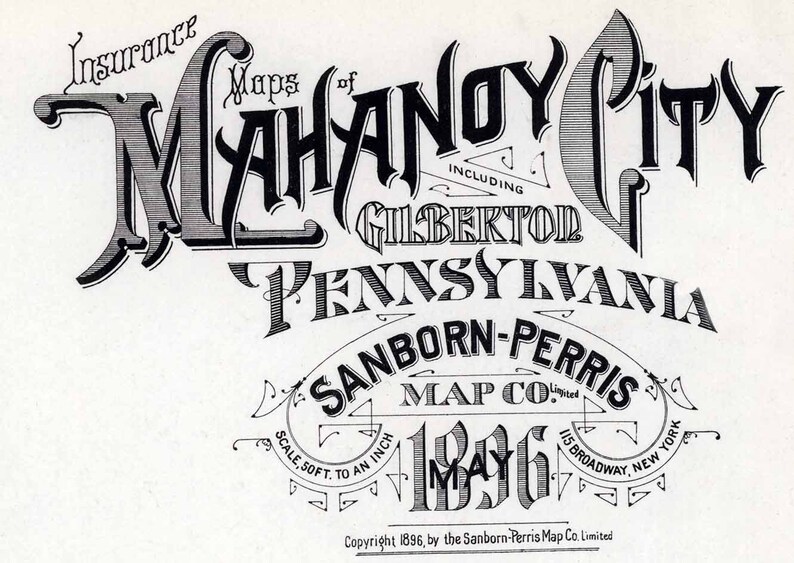 1896 Town Map of Mahanoy City Schuylkill County Pennsylvania Etsy