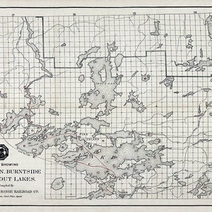 1920 Map of Vermilion Burntside and Trout Lake Minnesota