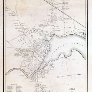 1845 Map of Exeter Village New Hampshire