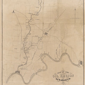 1864-Karte der Ölregion Venango County in Pennsylvania