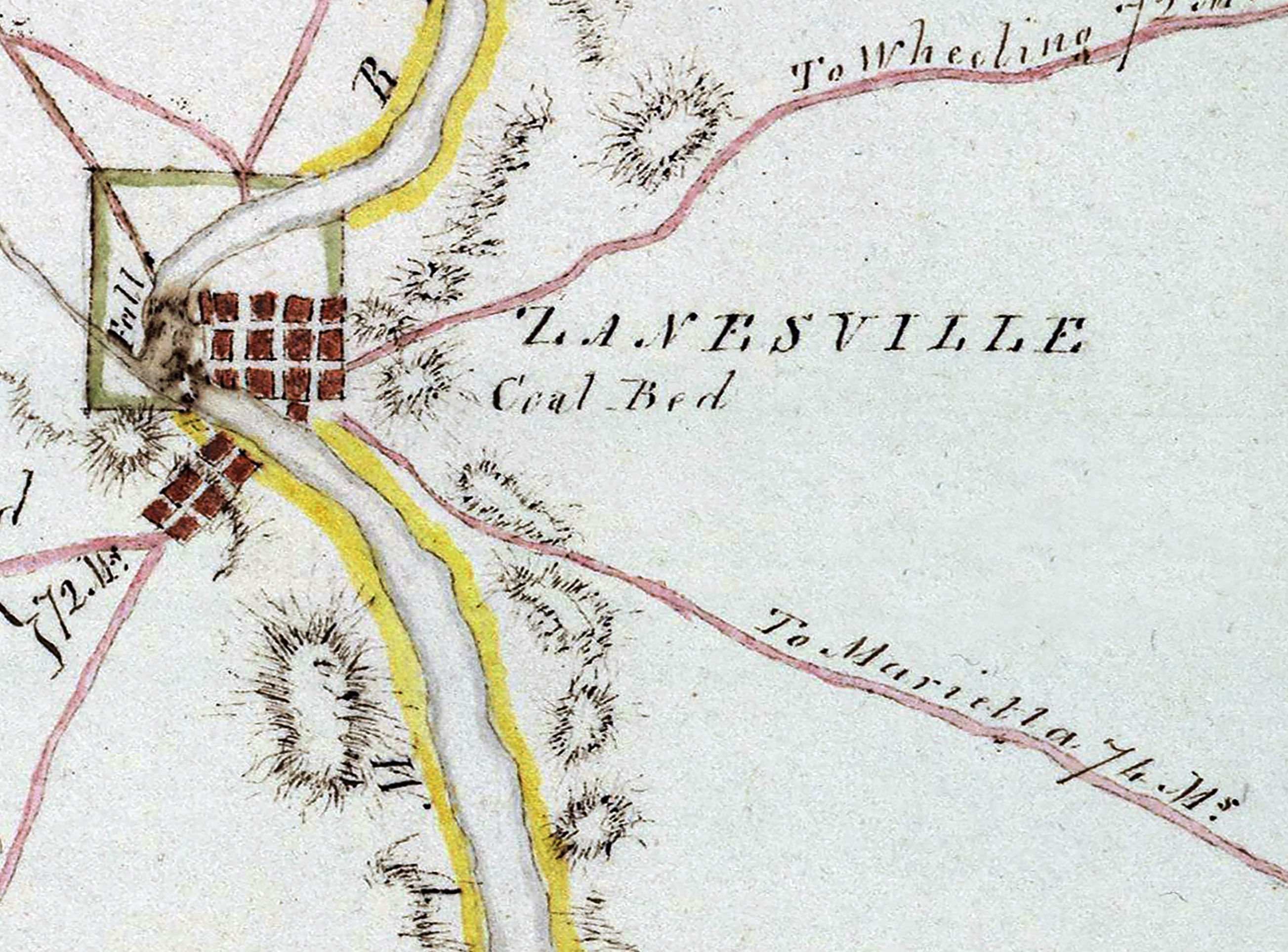 1816 Map of Zanesville Ohio and Vicinity - Etsy, image size:2607x1927